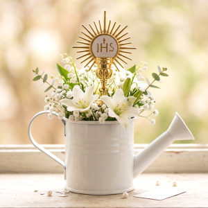 Metalowa konewka ozdobna osłonka biała DUŻA 7cm