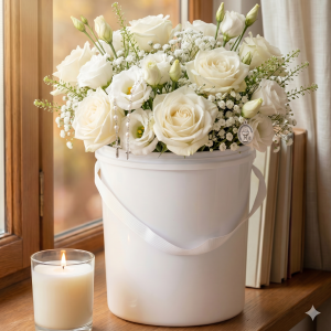 Białe Pudełko Prezentowe z Uchwytem - Flowerbox 11x14 cm