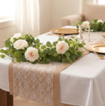 Juta z Koronką Bieżnik na stół ślub komunia krem 28cmx3m