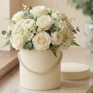 Pudełko okrągłe box ecru 12,7x12,7cm