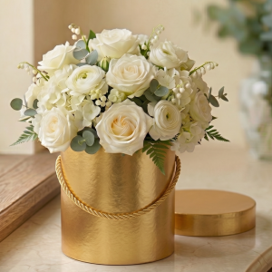 Pudełko okrągłe box złoty  15x15cm