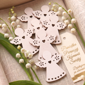 Drewniany aniołek biały 5cm 12 szt