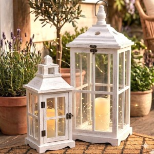 Zestaw Drewnianych Latarni 64x24x24 cm 2szt.