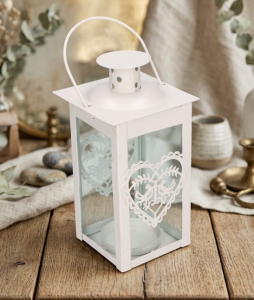 Latarnia metalowa biel lampion 14cm