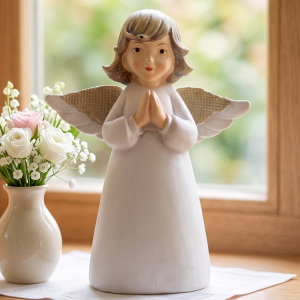 Aniołek Komunijny modlący się 9,5cm x 8cm Dekoracja stołu Ozdoba KOMUNIA