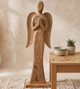Anioł MANGO DREWNIANY MODLĄCY SIĘ 25 X 10X 108CM DEKORACJA OZDOBA BOHO