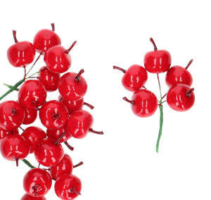 Jabłuszka dekoracyjne czerwone 2,5 cm na druciku 120 szt gałązki ozdoby