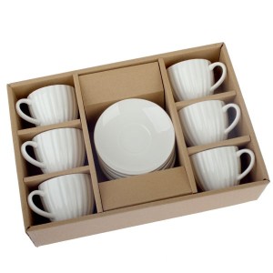 Zestaw Filiżanek Porcelanowych 90 ml ze Spodkami Komplet 6 szt.