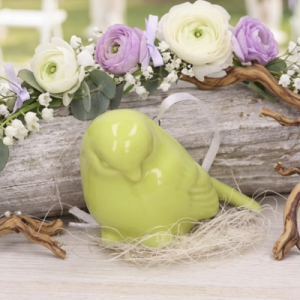 Ptaszek ceramiczny zawieszka Figurka zielony 8cm