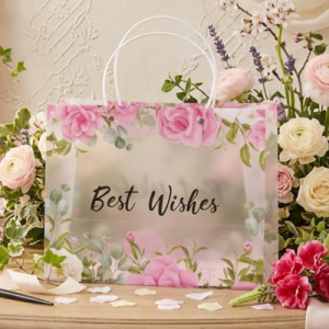Torebka na kwiaty przezroczysta plastikowa róże Best Wishes  27x21cm  (1)