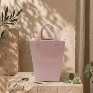 Wazon ceramiczny torebka różowa 17,5 x 8 x 30cm