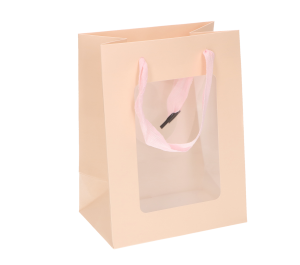 TOREBKA PREZENTOWA Z OKIENKIEM KREMOWA 20X10CM NA PREZENT