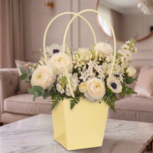 TOREBKA NA KWIATY FLOWERBOX ŻÓŁTA PIKOWANA TOREBKA NA KWIATY OPAKOWANIE