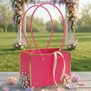 TOREBKA FLOWERBOX PAPIEROWA 22X13,5X10 CM FUKSJA ELEGANCKA TOREBKA