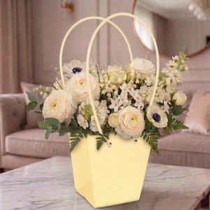 TOREBKA FLOWERBOX PAPIEROWA 12X8X12 CM ŻÓŁTA TOREBKA NA KWIATY