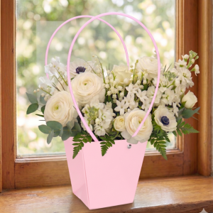 TOREBKA FLOWERBOX PAPIEROWA 12X8X12 CM RÓŻOWA TOREBKA NA KWIATY