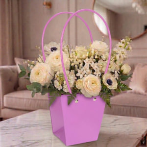 TOREBKA FLOWERBOX PAPIEROWA 12X8X12 CM FIOLETOWA TOREBKA NA KWIATY