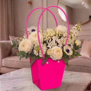TOREBKA FLOWERBOX PAPIEROWA 12X8X12 CM FUKSJA TOREBKA NA KWIATY