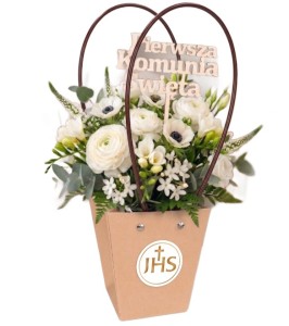 TOREBKA FLOWERBOX PAPIEROWA KOMUNIJNA 12X8X12 CM NATURALNA TOREBKA IHS