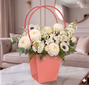 TOREBKA FLOWERBOX PAPIEROWA 12X8X12 CM ŁOSOSIOWA TOREBKA NA KWIATY