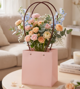 Torebka na kwiaty z uchwytem róż 36cm   