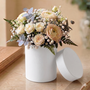 Pudełko na kwiaty okrągłe Flower Box biały 10,2x7,6cm