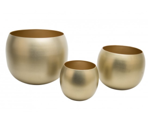 Komplet złotych metalowych donic osłonek 3 szt. 30x25, 23x19, 16x15 cm