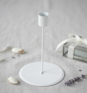 Świecznik Biały Matowy, Ø2,1 cm + H15 cm