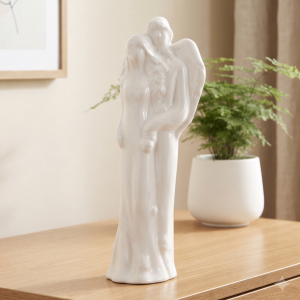 Akt "Młoda para" ceramiczny biały szkliwiony 35cm