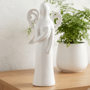 Anioł ceramiczny biały szkliwiony 30cm