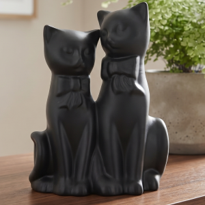 Koty bliźniacy ceramiczne figurka grafit mat 21 x 16 cm