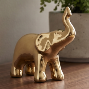 Figurka słoń ceramiczny złoty 10 x 4,5 x 8,9 cm