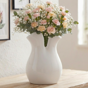 Wazon ceramiczny "Tulipanek" szkliwo białe 21cm