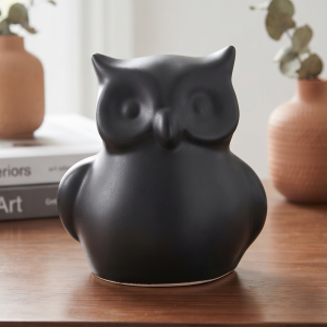 Figurka ceramiczna Sowa grafitowy mat 13 cm