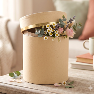 Pudełko beż mini flowerbox okrągły craft 1szt