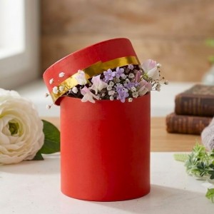 Pudełko czerwone mini flowerbox okrągły craft 1szt