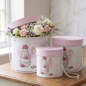Flowerbox Pudełko na wesele ślub tort komplet 3szt