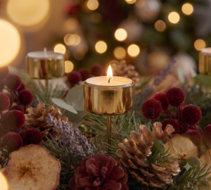 Zestaw 4 Pinholderów, mocowanie świecy, NA TEALIGHT Złoty Połysk