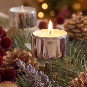 Zestaw 4 Pinholderów, mocowanie świecy, NA TEALIGHT Srebrny Połysk