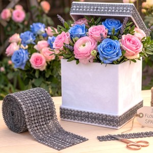 Taśma ozdobna z cyrkoniami czarna 12cm x 10Y