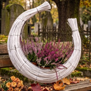 Osłonka ratanowa biała półksiężyc 45cm