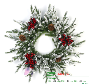 Wianek świąteczny z Jarzębina i Szyszkami 32cm