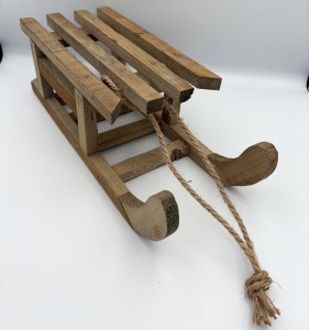 Sanki drewniane dekoracyjne naturalne 38x14x12 cm