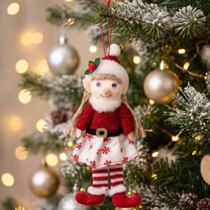 Elf Świąteczny Zawieszka na Choinkę 1SZT. Skrzaty Dziewczynka 20 cm