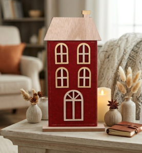 Domek filcowy bordowy 29x15cm FIGURKA ŚWIĄTECZNA DEKORACJA PREZENT UPOMINEK