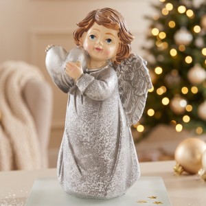 ANIOŁEK Z SERDUSZKIEM FIGURKA DEKORACYJNA CERAMICZNA 6*4*11CM DEKORACJA