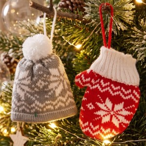 Rękawiczka i czapeczka zawieszka na choinkę