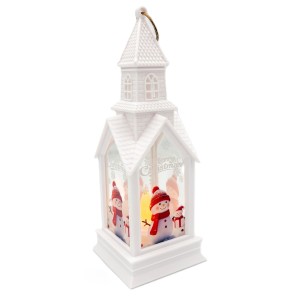 Lampion latarnia Biała Adwent Roraty LED 5.5x16.5cm Bałwanek