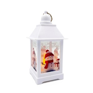 Lampion adwentowy latarnia świąteczna biała LED 5.5x12.5cm Bałwanek