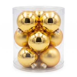 Bombki szklane złote 8cm- 8 sztuk w pudełku